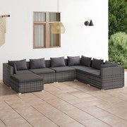 vidaXL 7-delige Loungeset met kussens poly rattan grijs