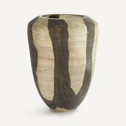 Beschilderde glazen vaas met matte strepen, H26,5 cm, Hedi