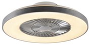 Plafondventilator met lamp zilver met ster effect 60cm incl. LED dimbaar met afstandsbediening - Climo Design rond Binnenverlichting Lamp