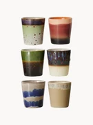 Handbeschilderde bekers 70's met reactief glazuur, set van 6
