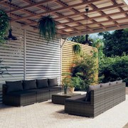 vidaXL 9-delige Loungeset met kussens poly rattan grijs