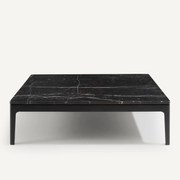 Salontafel, zwart marmer en massief eiken, Helda, ontwerp Emmanuel Gallina