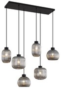 Design hanglamp zwart met smoke glas 6-lichts - Ana