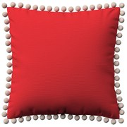 Dekoria Kussenhoes Wera met pompons, rood 45 x 45 cm