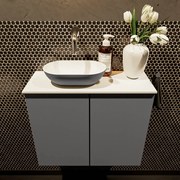 Mondiaz Fowy toiletmeubel 60cm dark grey met antraciete waskom links zonder kraangat