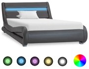 vidaXL Bedframe met LED kunstleer grijs 100x200 cm