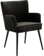 Goossens Eetkamerstoel Rob zwart stof met armleuning, urban industrieel