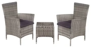 vidaXL 3-delige Bistroset poly rattan grijs