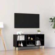 vidaXL Tv-meubel met massief houten poten 103,5x30x50 cm zwart