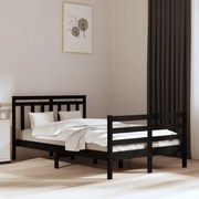 vidaXL Bedframe massief hout zwart 135x190 cm 4FT6 Double