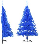 vidaXL Kunstkerstboom met standaard half 120 cm PVC blauw