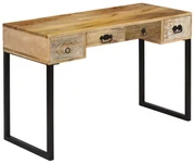 vidaXL Bureau 117x50x76 cm massief mangohout en echt leer