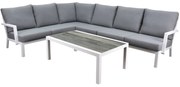 New york hoek loungeset 5 delig aluminium wit