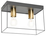 Minimalistische plafondlamp zwart met goud 2-lichts - Kodi