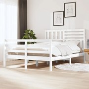 vidaXL Bedframe massief hout wit 120x190 cm 4FT small double