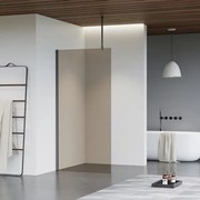 Fortifura Galeria inloopdouche - 50x200cm - rookglas - plafondarm - Geborsteld Gunmetal PVD SW797936/SW797907/SW804545