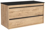 Muebles Resh badkamermeubel eiken 100cm met zwarte wastafel zonder kraangat