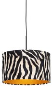 Stoffen Moderne hanglamp zwart met kap zebra 35 cm - Combi Modern E27 Binnenverlichting Lamp