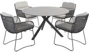 Aprilla Locarno dining tuinset 130 cm rond 5 delig HPL Antraciet 4 Seasons Outdoor