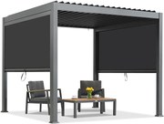Lagos 3x3 vrijstaande terraspergola met rolluiken aan twee zijden Garden Point antraciet