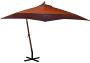 vidaXL Zweefparasol met paal 3x3 m massief vurenhout terracotta