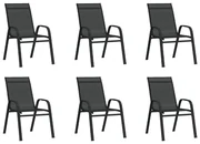 vidaXL Tuinstoelen stapelbaar 6 st textileen stof zwart
