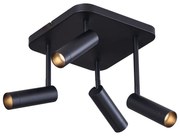 Afgeronde plafondSpot / Opbouwspot / Plafondspot zwart GU10 35mm 4-lichts draai- en kantelbaar - Kate Modern GU10 vierkant Binnenverlichting Lamp