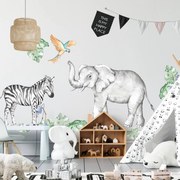 INSPIO Muurstickers - Olifant en zebra van SAFARI