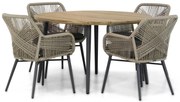 Tuinset Ronde Tuintafel 4 personen 130 cm Wicker Taupe  Lifestyle Garden Furniture Advance/Montana