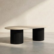 Salontafel Met Travertin - 130 X 70cm.