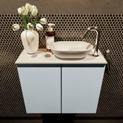 Mondiaz Fowy toiletmeubel 60cm clay met witte waskom rechts en kraangat