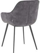 Goossens Basic Eetkamerstoel Ebi antraciet velvet stof met armleuning, elegant chic