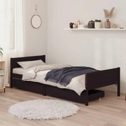 vidaXL Bedframe met 2 lades 100x200 cm massief grenenhout donkerbruin