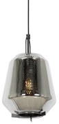 Art Deco hanglamp zwart met smoke glas 23 cm - Kevin Art Deco E27 rond Binnenverlichting Lamp