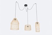 Landelijke Buiten Hanglamp Rotan -lichts - Calamus Staal Taupe