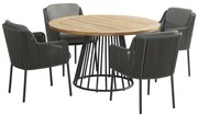 4 Seasons Outdoor Bernini eetset met Ambassador Boulevard tafel Ø 130 cm  Tuinset    houtkleur weerbestendig