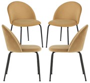 Set 4 Stoelen Zwart Dalnia Fluweel