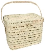 Picknickmand met deksel, palmblad, 27 x 37 x 28 cm