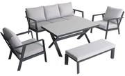 Jamaica stoel bank dining loungeset 5 delig aluminium antraciet