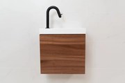 Sanigoods Minimo toiletmeubel 40cm walnut met witte fontein met kraangat