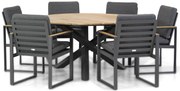 Tuinset Ronde Tuintafel 6 personen 150 cm Aluminium Grijs Santika Furniture Soray