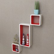 vidaXL Wandplanken kubus 6 st wit en rood