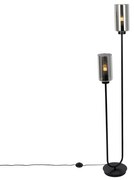 Smart vloerlamp zwart met smoke glas 2-lichts incl. 2 Wifi ST64 - Laura Modern E27 rond Binnenverlichting Lamp