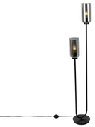 Smart vloerlamp zwart met smoke glas 2-lichts incl. 2 Wifi ST64 - Laura Modern E27 rond Binnenverlichting Lamp