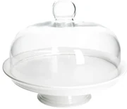 Taartplateau, porselein, met glazen stolp,Ø 30 cm