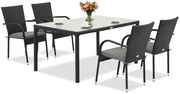 Milan 4 Garden Point technorattan set zwart
