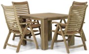 Tuinset 4 personen 100 cm Teak Old teak greywash Garden Collections Birmingham/Brighton