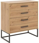 Goossens Ladekast Hertog, Commode 4 laden 80 cm breed, 89 cm hoog, frame rawsteel black