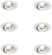 Set van 6 Moderne inbouwspots wit 8,2cm incl. LED IP54 ultra slim - Pupil Modern IP54 rond Binnenverlichting Lamp