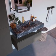 Mondiaz Alan DLux badmeubel 90cm dark grey 1 lade met wastafel lava midden 1 kraangat